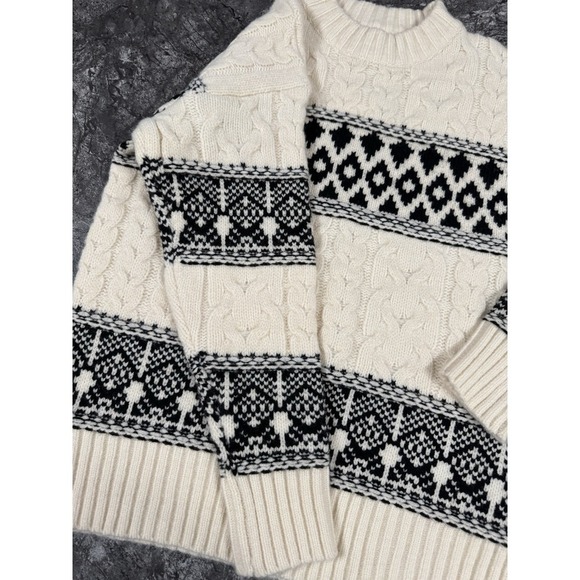 Line and Dot Montana Faire Isle Oversized Cable Knit Sweater Ribbed Trim XS - Picture 7 of 12